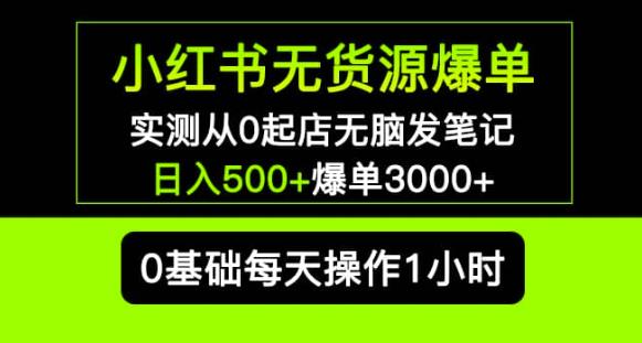 小红书无货源爆单实测从0起店无脑发笔记爆单3000+长期项目可多店-风淘社