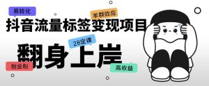 抖音流量标签变现项目，抖音创业粉轻松转化，单价高收益简单-风淘社