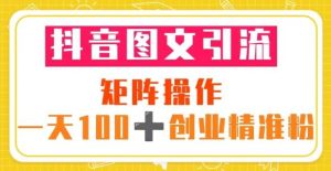 抖音图文引流矩阵操作一天100+创业精准粉（5节视频课+素材模板）-风淘社