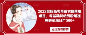 2023男粉高客单价实操落地项目,零基础玩转男粉短视频转私域日产500+-风淘社