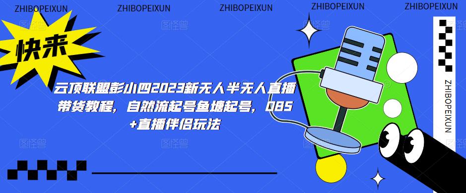 云顶联盟彭小四2023新无人半无人直播带货教程,自然流起号鱼塘起号,OBS+直播伴侣玩法-风淘社