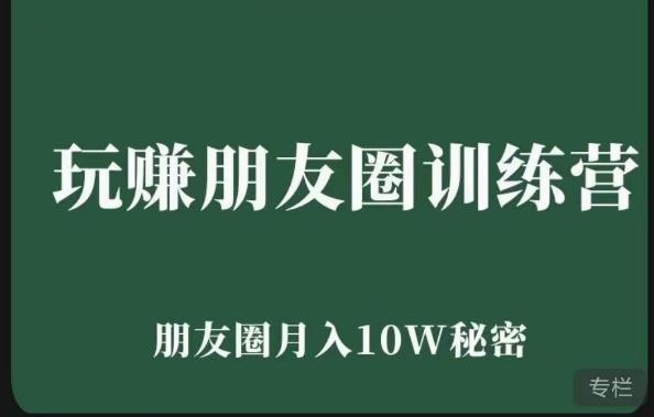 玩赚朋友圈系统课，朋友圈月入10W的秘密，​7天系统图文课程-风淘社