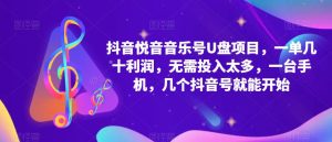 抖音音乐号U盘项目，一单几十利润，无需投入太多，一台手机，几个抖音号就能开始-风淘社