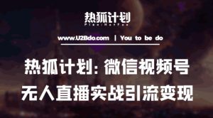 热狐计划：微信视频号鸡哥无人直播新玩法，无人直播撸礼物+引流变现带素材-风淘社