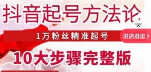王泽旭·抖音起号方法论，​1万粉丝精准起号10大步骤完整版-风淘社