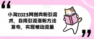 小淘2023网创类粉引流术,自用引流涨粉方法发布,实现被动流量-风淘社