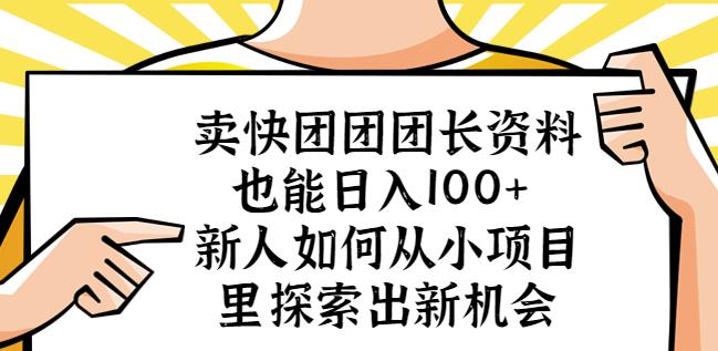 卖快团团团长资料也能日入100+新人如何从小项目里探索出新机会-风淘社