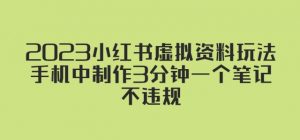 2023小红书虚拟资料玩法，手机中制作3分钟一个笔记不违规-风淘社