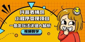 抖音表情包小程序变现项目,一条龙玩法详细大解析,视频版学习!-风淘社