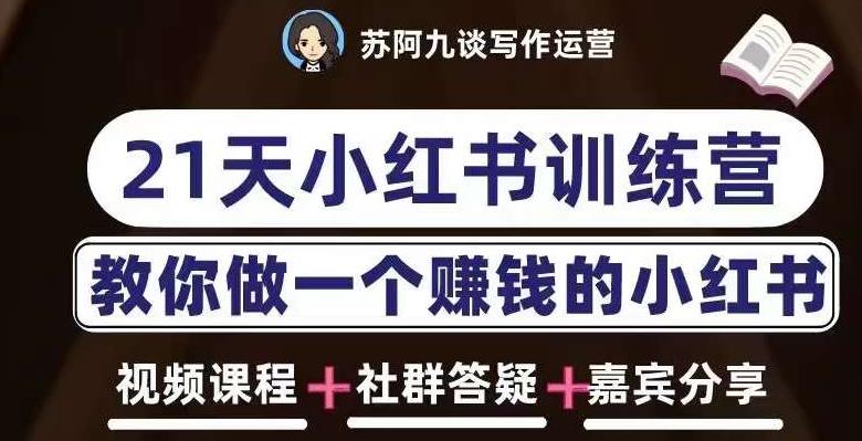 苏阿九第六期21天小红书训练营,打造爆款笔记,教你做一个赚钱的小红书-风淘社
