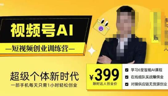 视频号AI短视频创业训练营,超级个体新时代,一部手机每天只需1小时轻松创业-风淘社