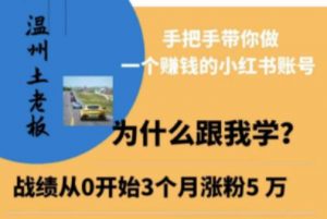 温州土老板·小红书引流获客训练营,手把手带你做一个赚钱的小红书账号-风淘社