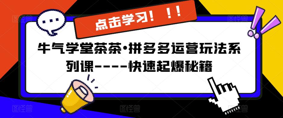 牛气学堂茶茶•拼多多运营玩法系列课—-快速起爆秘籍【更新】-风淘社
