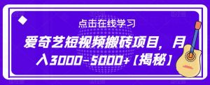 爱奇艺短视频搬砖项目,月入3000-5000+【揭秘】-风淘社