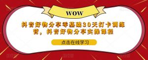 抖音好物分享零基础30天打卡训练营,抖音好物分享实操课程-风淘社