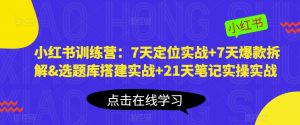 小红书训练营:7天定位实战+7天爆款拆解&选题库搭建实战+21天笔记实操实战-风淘社