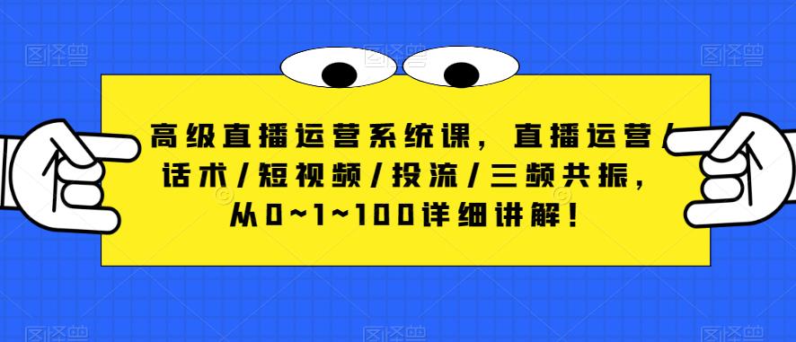 高级直播运营系统课,直播运营/话术/短视频/投流/三频共振,从0~1~100详细讲解!-风淘社