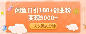 闲鱼引流精准创业粉，每天20分钟，日引流100+，变现5000+-风淘社