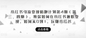 小红书引流变现陪跑计划|第4期(第三、四期),教你如何在小红书兼职变现,如何从0到1,玩赚小红书-风淘社