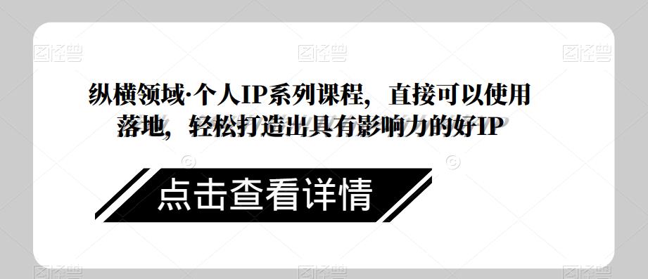 纵横领域·个人IP系列课程,直接可以使用落地,轻松打造出具有影响力的好IP-风淘社