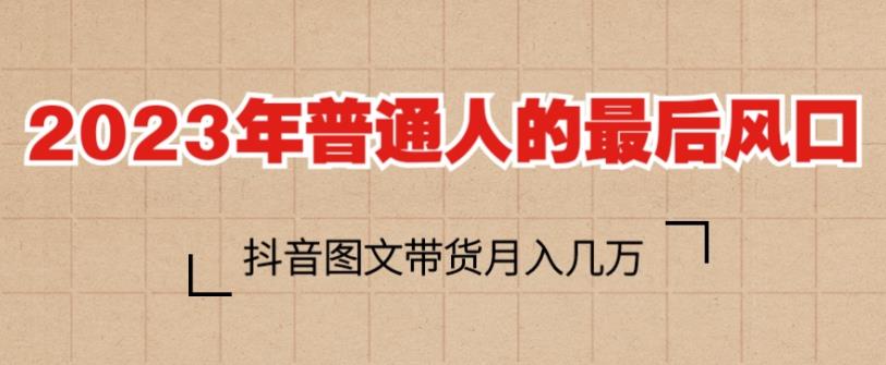 2023年普通人的最后风口,抖音图文带货月入几万,只需一部手机即可操作-风淘社