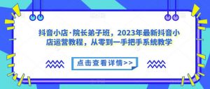 抖音小店·院长弟子班,2023年最新抖音小店运营教程,从零到一手把手系统教学-风淘社