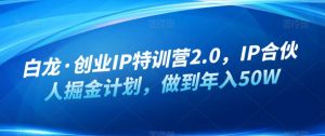 白龙·创业IP特训营2.0,IP合伙人掘金计划,做到年入50W-风淘社