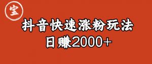 宝哥私藏·抖音快速起号涨粉玩法（4天涨粉1千）（日赚2000+）【揭秘】-风淘社