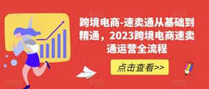 跨境电商-速卖通从基础到精通,2023跨境电商速卖通运营全流程-风淘社