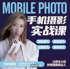 小叶老师手机摄影实战课,一部手机创造摄影剪切美学,让你从小白秒变短视频达人(思维+实操)-风淘社