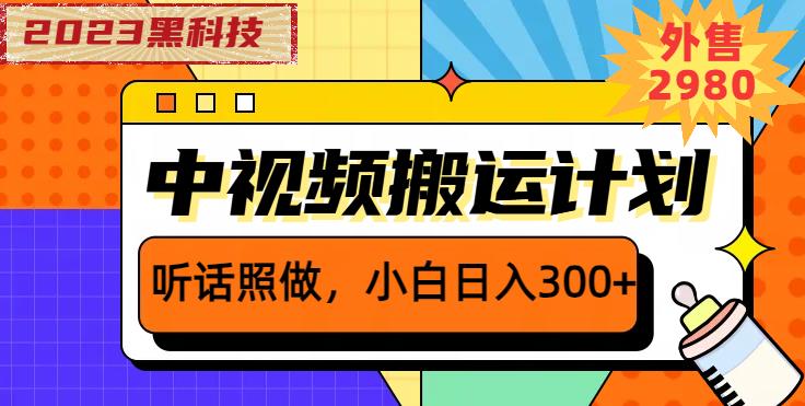 外面卖2980元2023黑科技操作中视频撸收益,听话照做小白日入300+-风淘社