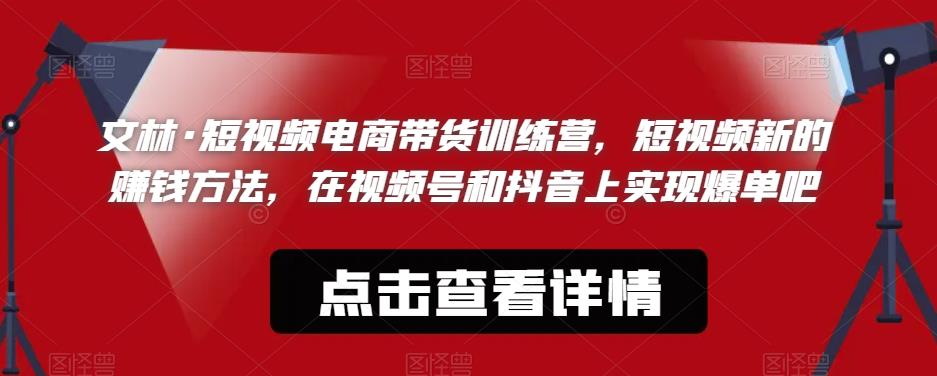 文林·短频视电商带训货练营,短视频的新赚钱方法,在视号频和抖音实上现爆单吧-风淘社