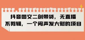 抖音图文二创带货，无直播，不剪辑，一个闷声发大财的项目【揭秘】-风淘社