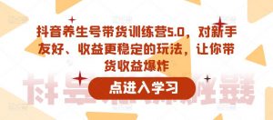 抖音养生号带货训练营5.0,对新手友好、收益更稳定的玩法,让你带货收益爆炸(更新)-风淘社
