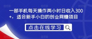 一部手机每天操作两小时日收入300+,适合新手小白的创业网赚项目【揭秘】-风淘社