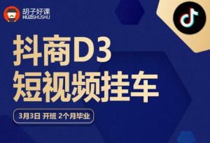 胡子好课 抖商D3短视频挂车:内容账户定位+短视频拍摄和剪辑+涨粉短视频实操指南等-风淘社