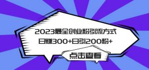 2023最全创业粉引流方式日赚300+日引粉200+【揭秘】-风淘社