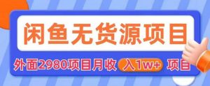 外面2980卖闲鱼无货源项目,月收入1w+【揭秘】-风淘社