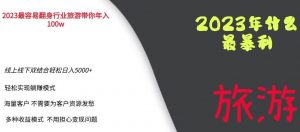 2023年最暴力项目,旅游业带你年入100万,线上线下双结合轻松日入5000+【揭秘】-风淘社