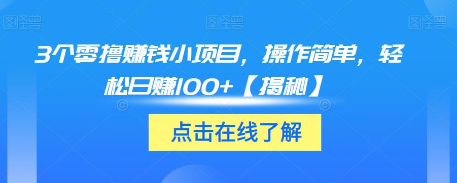 3个零撸赚钱小项目，操作简单，轻松日赚100+【揭秘】-风淘社