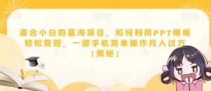 适合小白的蓝海项目,如何利用PPT模板轻松变现,一部手机简单操作月入过万【揭秘】-风淘社