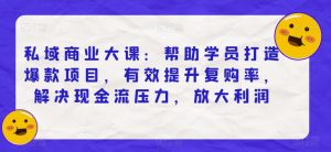 私域商业大课:帮助学员打造爆款项目,有效提升复购率,解决现金流压力,放大利润-风淘社