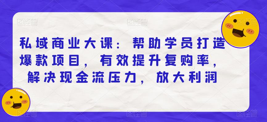 私域商业大课:帮助学员打造爆款项目,有效提升复购率,解决现金流压力,放大利润-风淘社