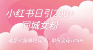 小红书日引200+同城女粉，最新实操爆粉玩法，单日变现1000+【揭秘】-风淘社