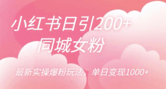 小红书日引200+同城女粉，最新实操爆粉玩法，单日变现1000+【揭秘】-风淘社