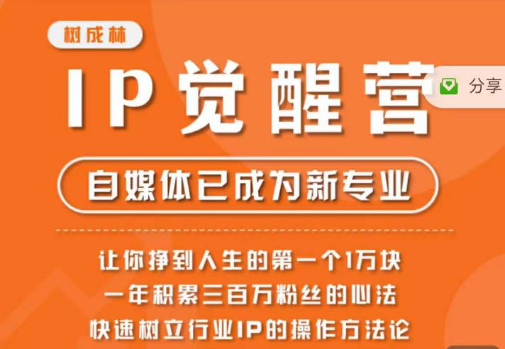 树成林·IP觉醒营,快速树立行业IP的操作方法论,让你赚到人生的第一个1万块-风淘社