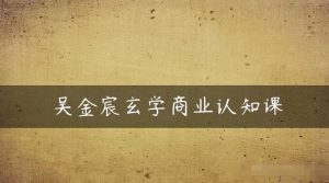 吴金宸玄学商业认知课，传统文化商业认知课-风淘社
