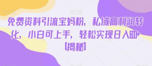 免费资料引流宝妈粉，私域高利润转化，小白可上手，轻松实现日入600+【揭秘】-风淘社