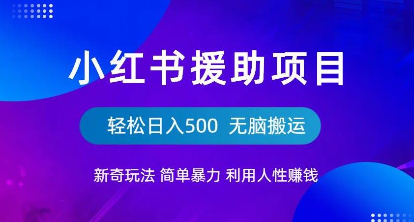小红书援助项目新奇玩法,简单暴力,无脑搬运轻松日入500【揭秘】-风淘社