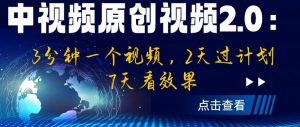中视频原创视频2.0:3分钟一个视频,2天过计划,7天看效果【揭秘】-风淘社